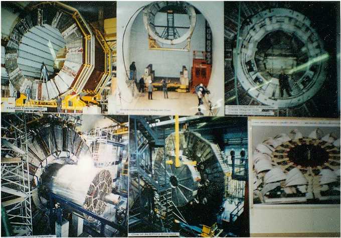 Pictures of Aleph detector on a wall at CERN